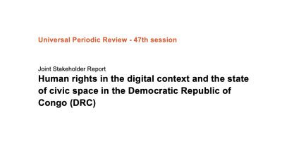  image linking to Universal Periodic Review 47th session – Human rights in the digital context and the state of civic space in the Democratic Republic of Congo (DRC) 