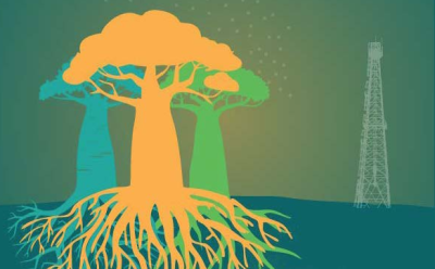 Baobab tree and tower anthena from the cover ot the national strategy image linking to National Strategy for Community Networks in South Africa