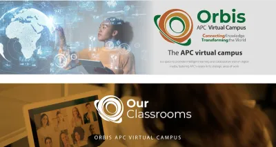 Snapshot of the homepage of the virtual campus website image linking to Shaping a virtual collective learning campus for APC